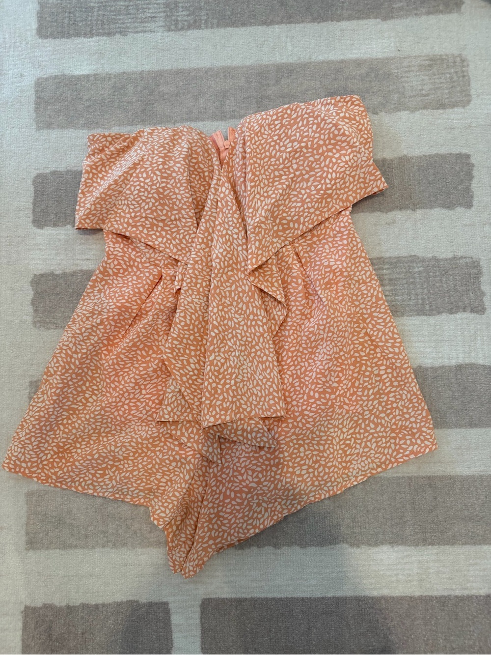 Pink Lily Peach Printed Off-Shoulder Romper